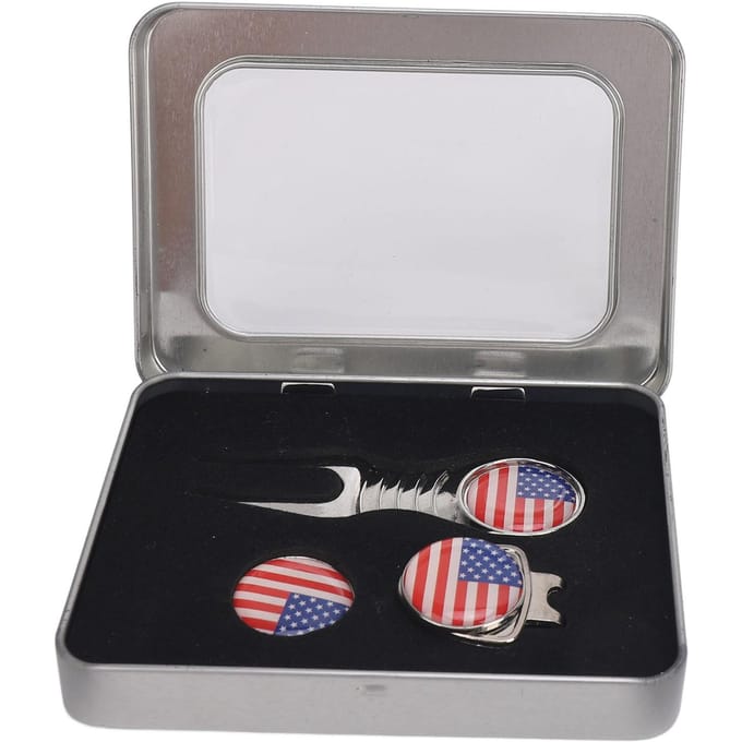 Kit de fourche de golf en métal, petit marqueur de balle professionnel, pince à chapeau, ensemble d'outils de relèvement de golf pour golfeurs black