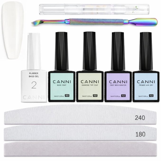 Canni - Rubberbase - Set - 10-delig - HEMA-vrij - TPO-vrij - Rubber base - Rubber base coat - Rubber base gellak - Rubber base gel - Rubberbase gellak - Rubberbase clear