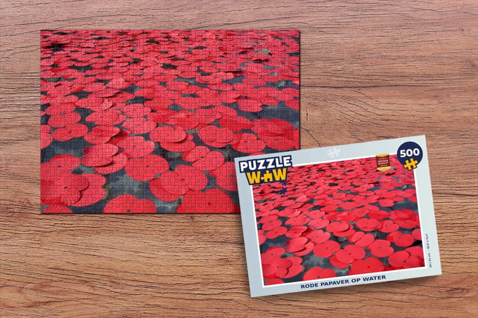 Puzzel Rode papaver op water - Legpuzzel - Puzzel 500 stukjes