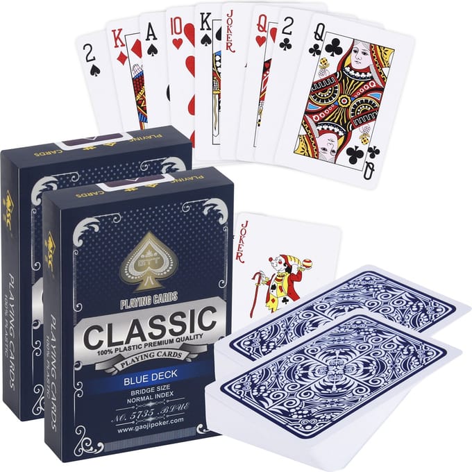 (2x) Plastic kaartspel | 100% Plastic | Waterdicht | Bridge formaat | Dun, glad & flexibel | BLAUW