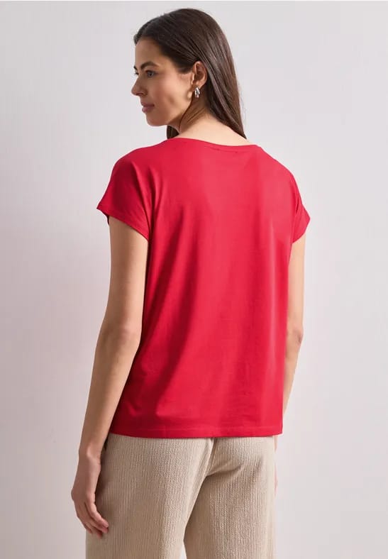 Shirt met ronde hals en losse schouders