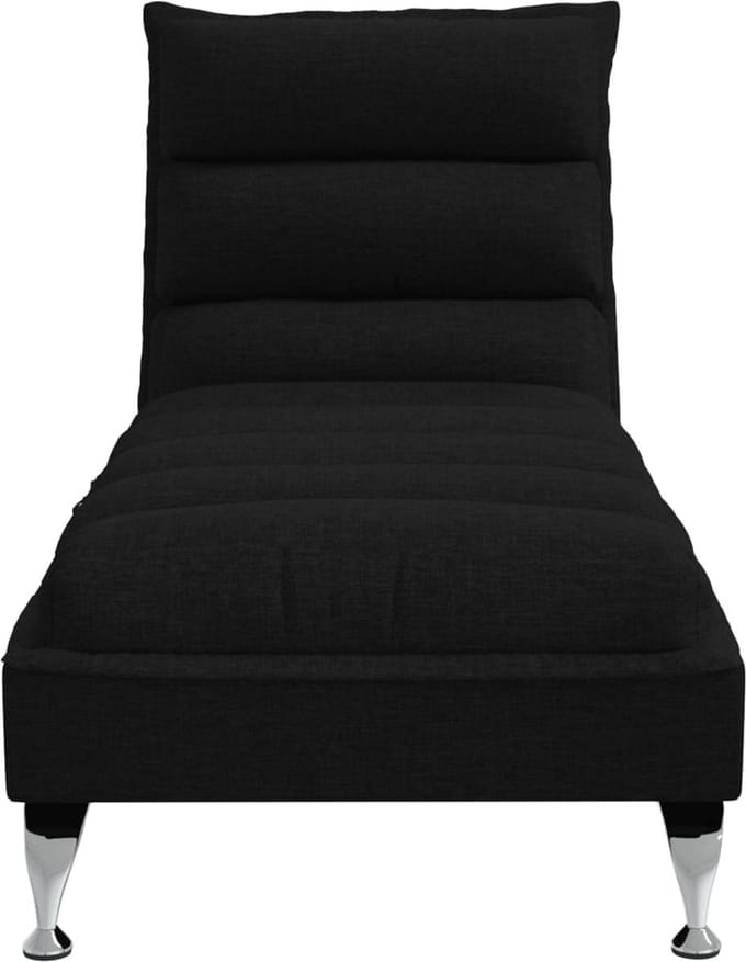 vidaXL - Massage - chaise - longue - met - kussens - stof - zwart
