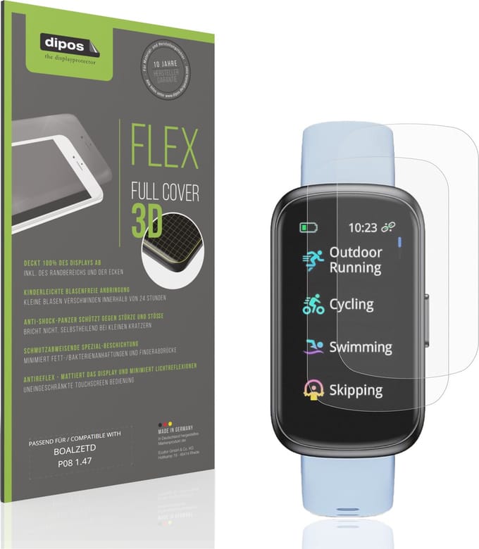 dipos FLEX – 2x Matte Screenprotector geschikt voor BOALZETD P08 1.47 | Volledige Schermbescherming | Case-Friendly