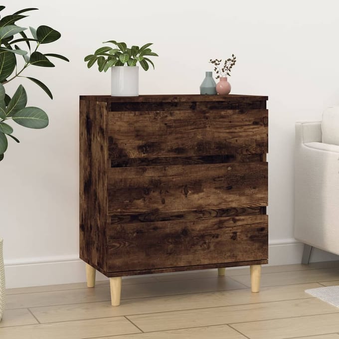 vidaXL - Dressoir - 60x35x70 - cm - bewerkt - hout - gerookt - eikenkleurig