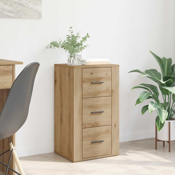 vidaXL - Dressoir - Artisan - Eiken - 40 - x - 33 - x - 70 - cm - Bewerkt - hout