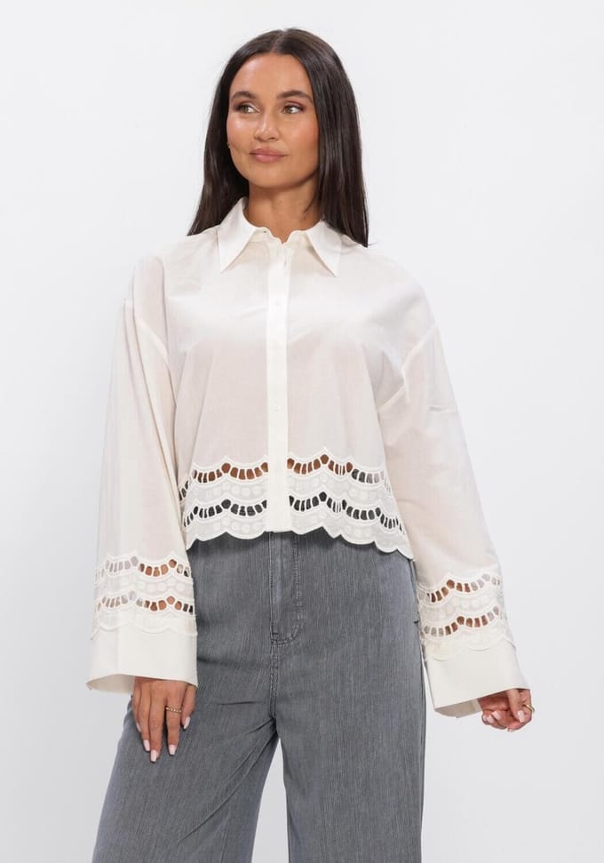 EDITED Sophia Blouse Dames - Jurken - Wit - Maat 34