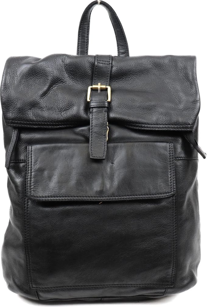 Bear Design Rina Leren Rolltop Laptoprugzak - 14 inch - Zwart