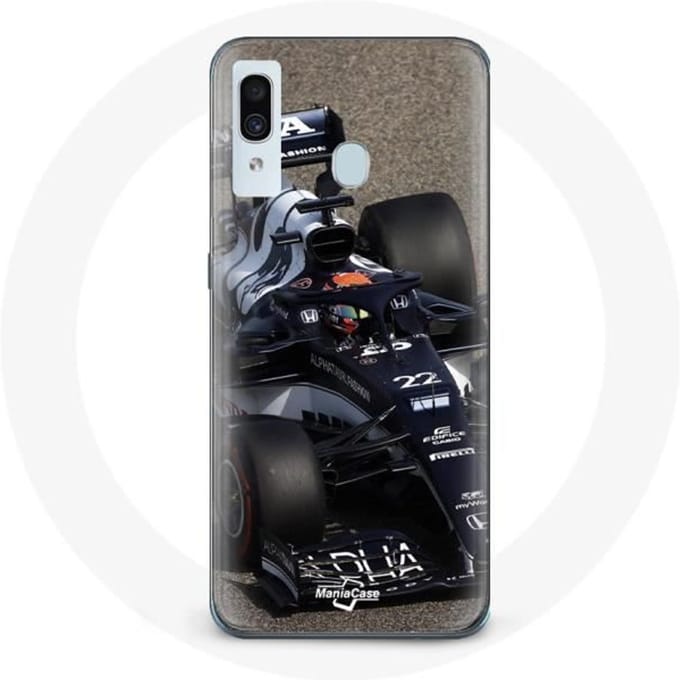 Coque - MANIACASE - Samsung Galaxy A40 - Formule 1 Yuki Tsunoda - Souple - Bleu bleu