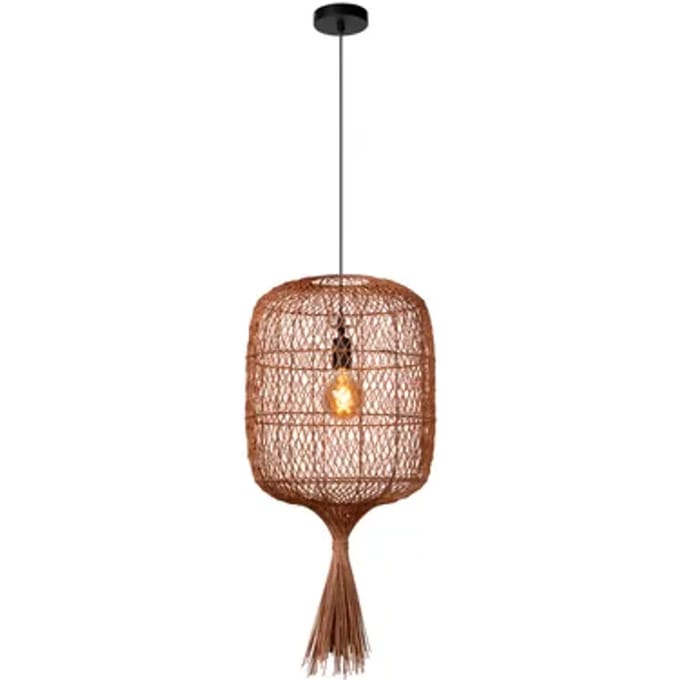 Lucide Hanglamp Garve - Okergeel Rattan - Diam. 40cm - E27 Fitting