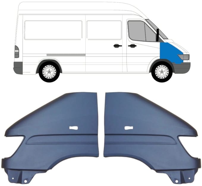 Voorste spatbord voor Mercedes Sprinter 1995-2006 / Links + Rechts / Set