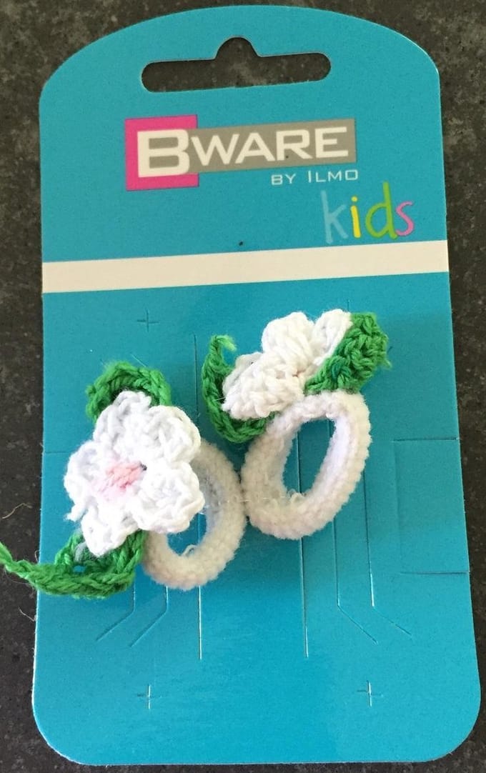 Bware! Gehaakte Bloemetjes Elastiekjes Wit