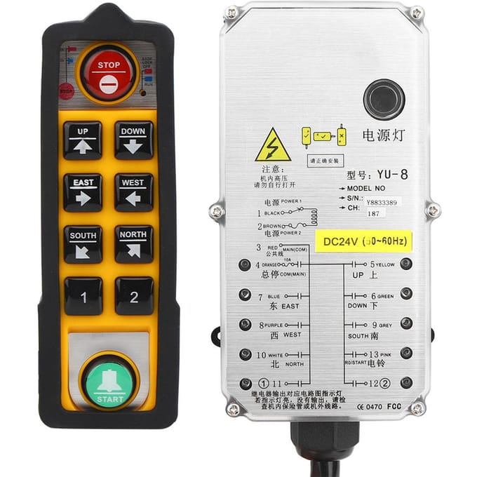 Contrôleur de palan à poignée unique Industriel 3 Preuves Palan électrique Télécommande YU 8DC24V