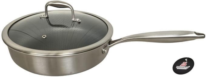 Eisenbach luxe RVS braadpan hapjespan 28 cm- honinggraad anti aanbaklaag-krasvrij.