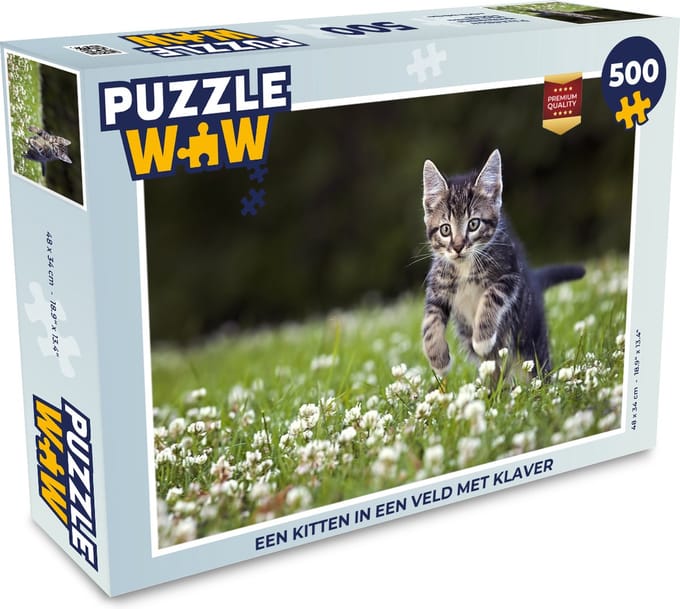 Puzzel Een kitten in een veld met klaver - Legpuzzel - Puzzel 500 stukjes