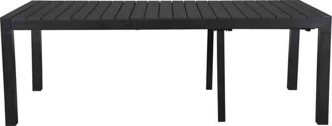 Grup tuintafel, incl. 2 inlegplaten 223-343 cm zwart/zwart.
