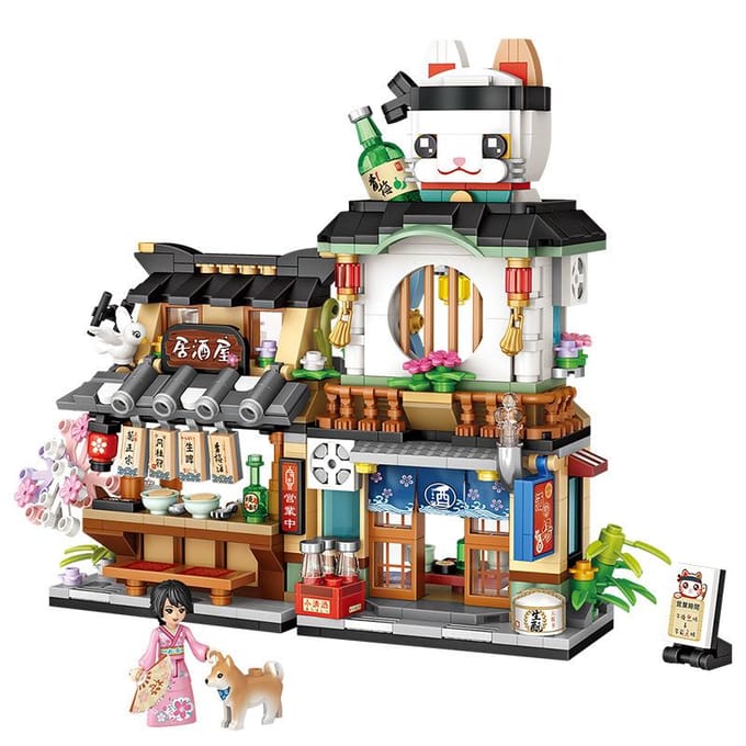 LOZ Japanse Mini Blok Straatbeeld Vouwbaar Voedsel Octopus Barbecue IJs Winkel Assemblage Constructie Speelgoed Kerstcadeau NO BOX