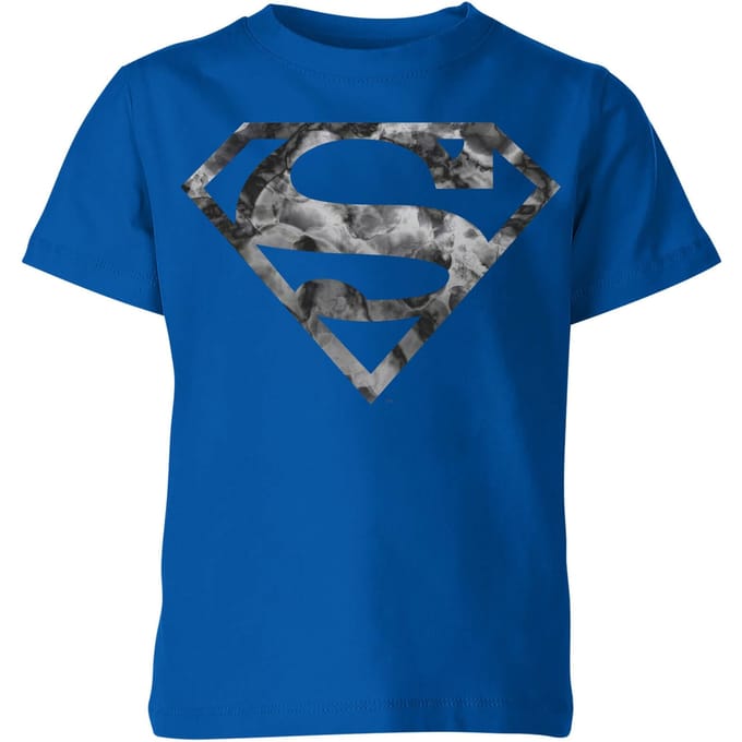 Marble Superman Logo Kids' T-Shirt - Blue - 122/128 (7-8 jaar)