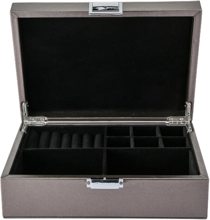 Emilie collection - sieradendoos - luxe juwelendoos - metallic zilver - beautycase - maat medium