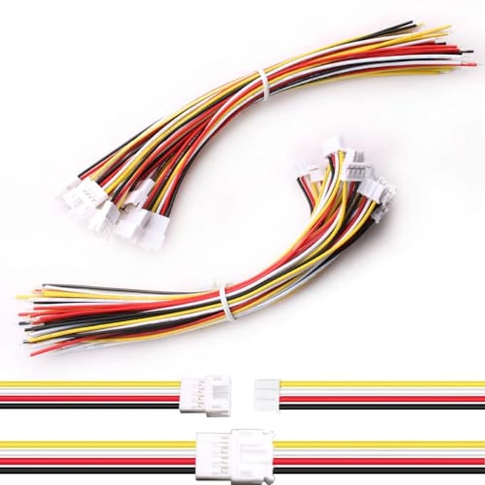 30 Stuks JST 2.0 PH 4-Pin Connectoren met 150 mm 22 AWG Kabel