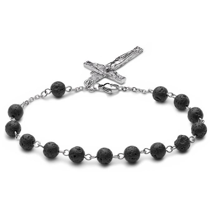 Varietas | Armband van Chirurgisch Staal en Lavasteen