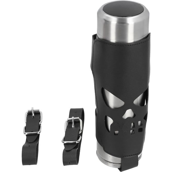 Motorfiets Bekerhouder PU Leer Skelet Wrap Around Universele Fiets Waterfleshouder gray