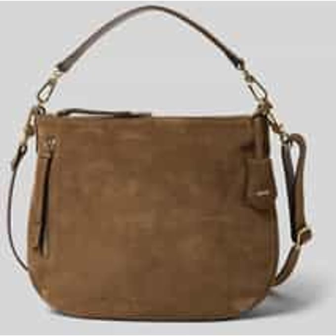 abro schoudertas Leather Suede Juna Shoulder Bag Khaki bruine
