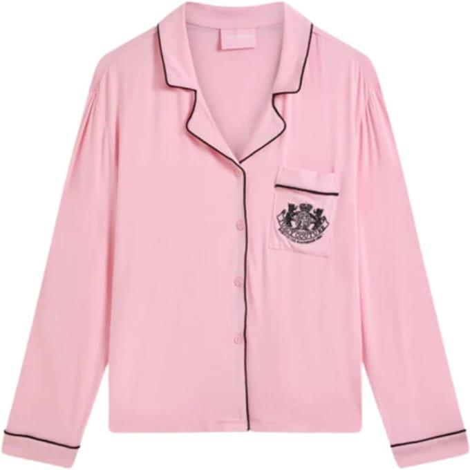 Juicy Couture Jersey Ls Button Up Top ROZE - Maat M