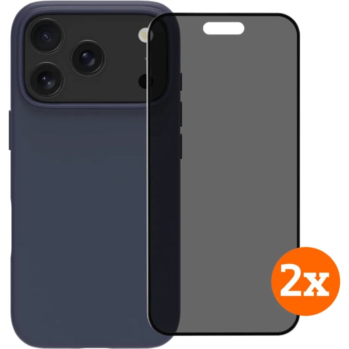 BlueBuilt Protective Cover MagSafe iPhone 17 Pro Blue + Privacy Screenprotector Duo Pack