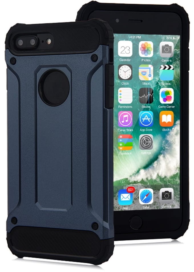 Ntech hoesje Geschikt voor iPhone 8 Plus / 7 Plus - Armor Hoesje - Blauw