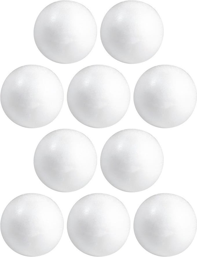 Piepschuim bollen/ballen - 10x - D10 cm - wit - Kerstballen maken - Knutselen hobby materialen