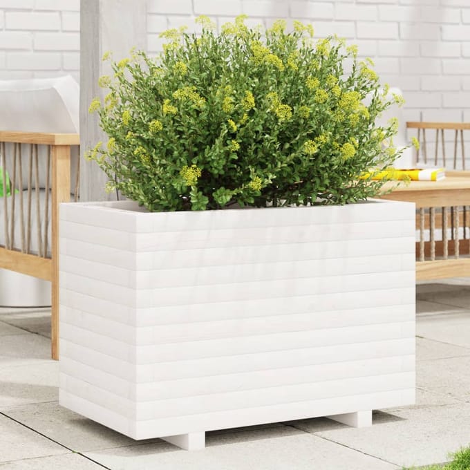 vidaXL - Plantenbak - 70x40x49,5 - cm - massief - grenenhout - wit
