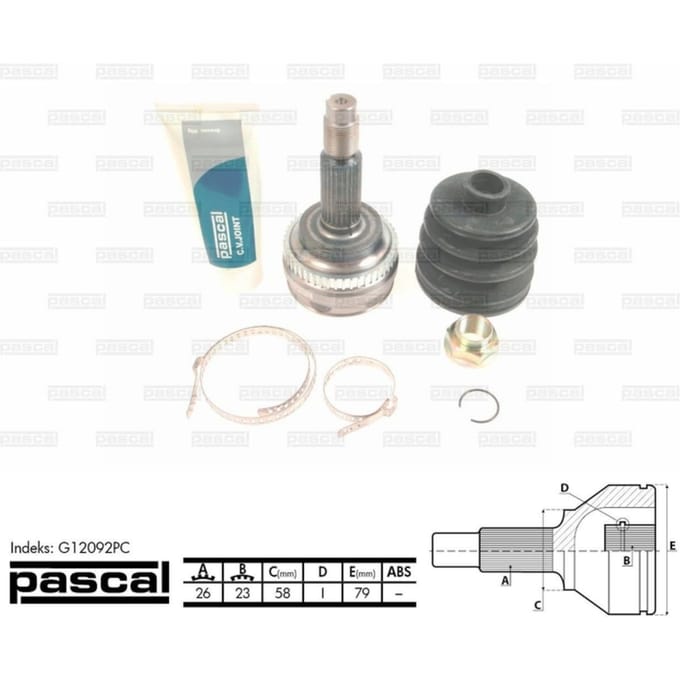 Homokineet reparatie set, aandrijfas PASCAL G12092PC