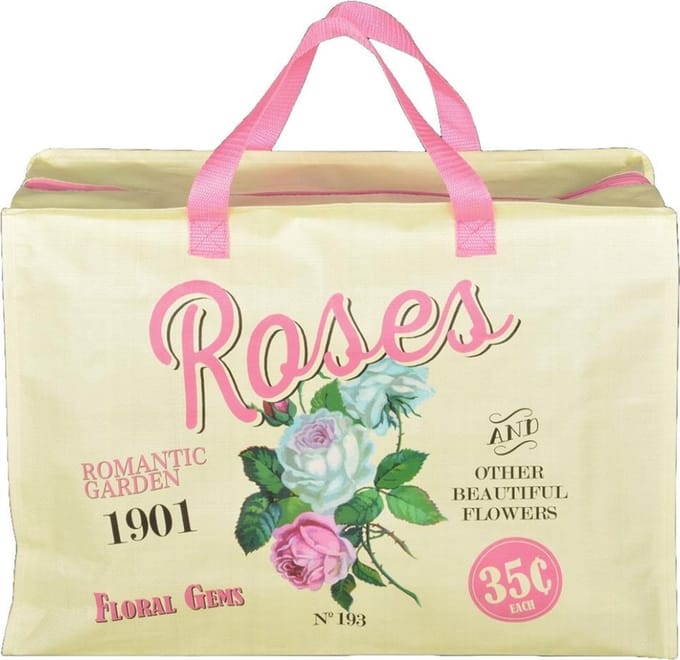 Esschert Design Shopper Roses 24 Liter Pp/polyester Beige