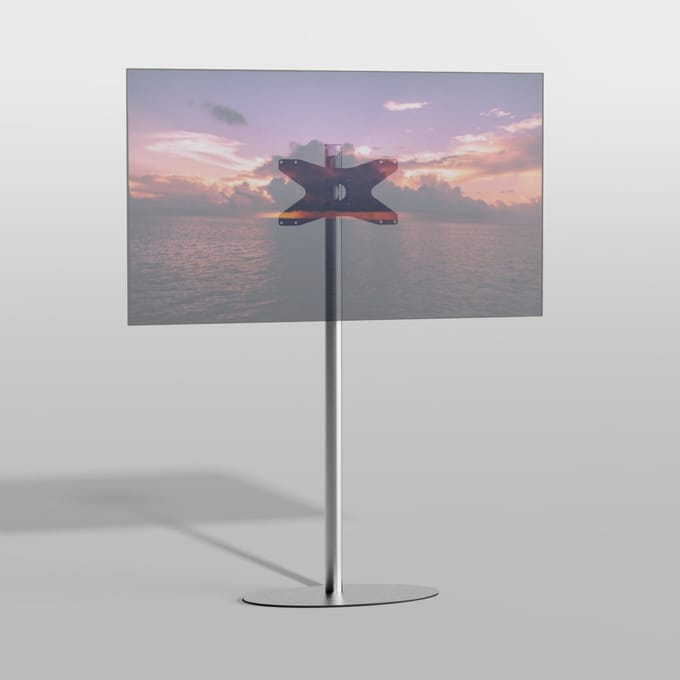 Cavus TV Vloerstatief ELLIPS 150 – geborsteld RVS - hoogte 150cm - VESA 400x200