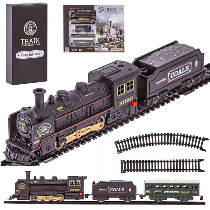 Elektrische Stoomlocomotief met 2 Wagons, Licht & Geluid