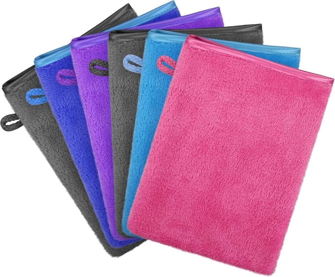 Set van 6 superzachte microvezel washandjes in kleurrijke designs