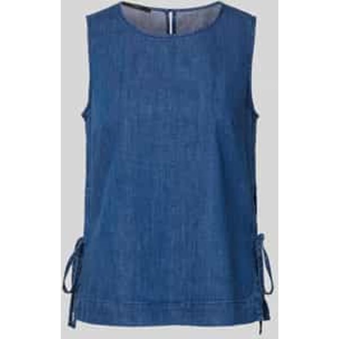 Blousetop met ronde hals en vetersluiting opzij