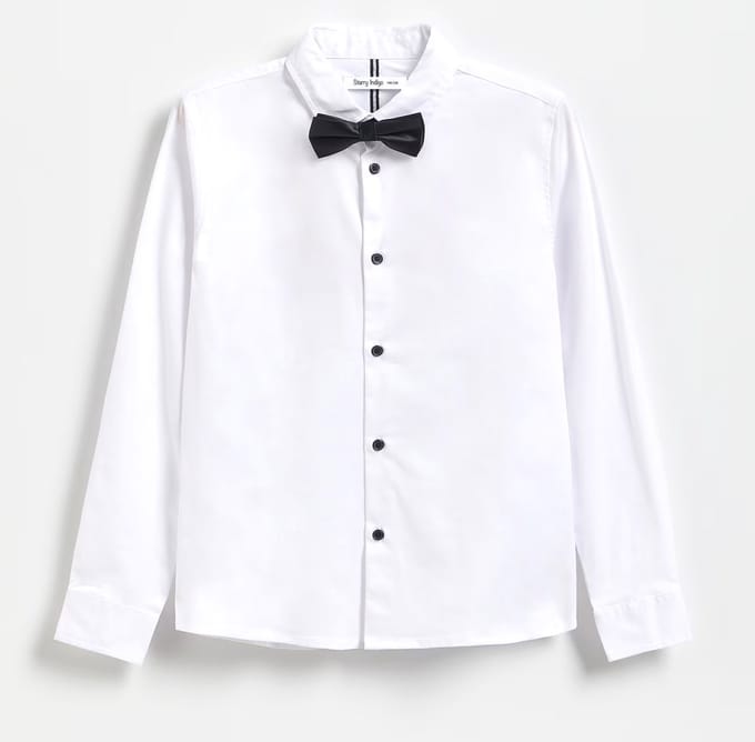 Starry Indigo - Elegant overhemd met vlinderdas - Boy's Shirt - White