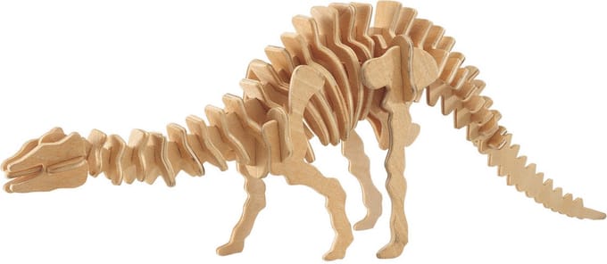 Apatosaurus - langnek dinosaurus - bouwpakket - hout - 38 x 9 x 28 cm - 3D Puzzel
