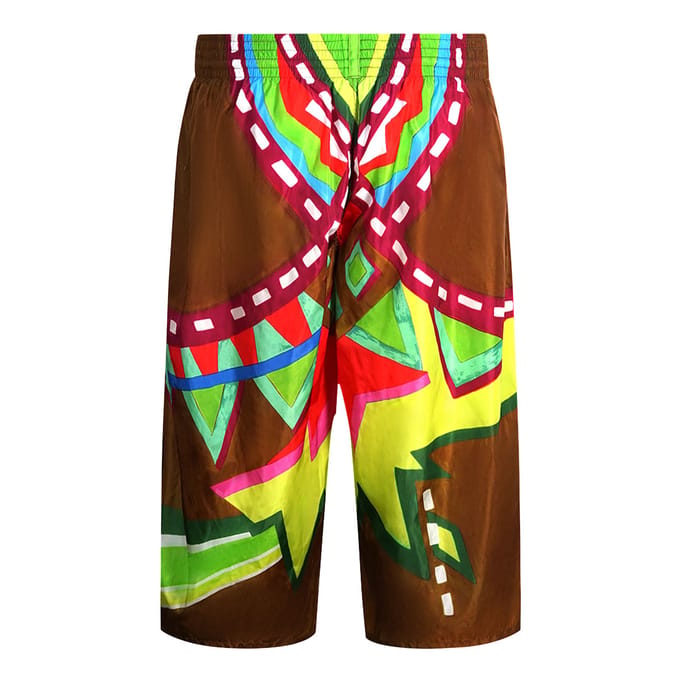 Dsquared2 Colourful Abstract Design Brown Over sized Swim Shorts