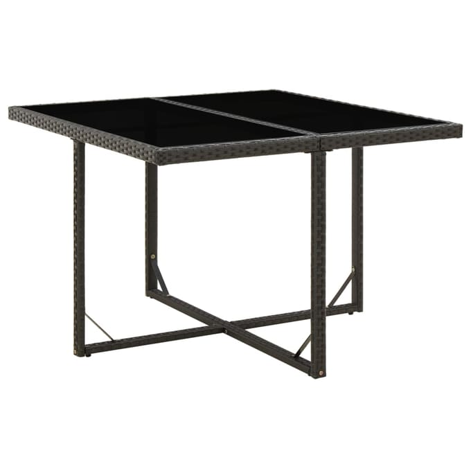 vidaXL - Tuintafel - 109x107x74 - cm - poly - rattan - en - glas - zwart