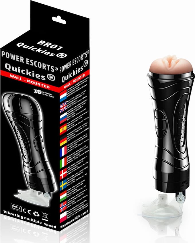 Power Escorts Quickies Vibrerende Masturbator met Zuignap - Cadeaubox