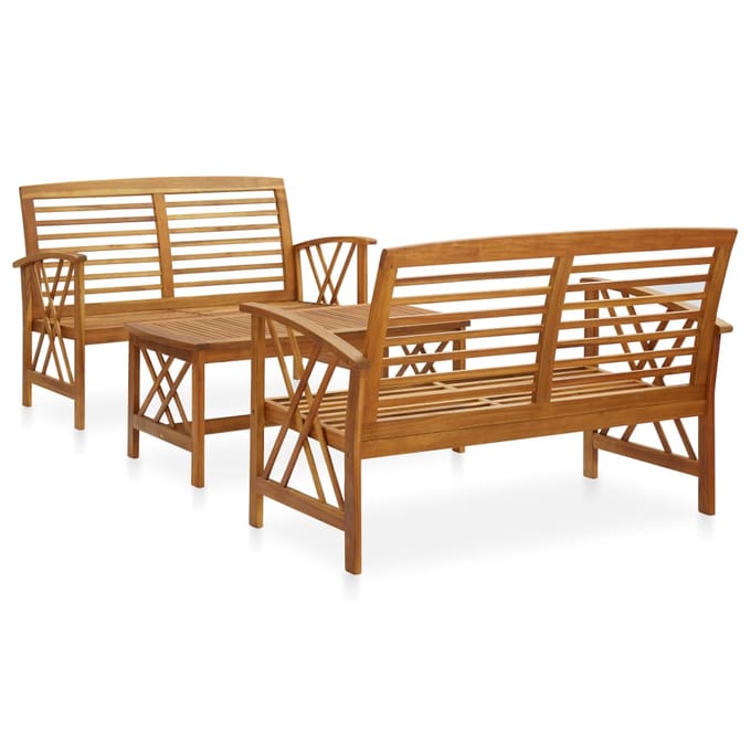 vidaXL - 3-delige - Loungeset - massief - acaciahout