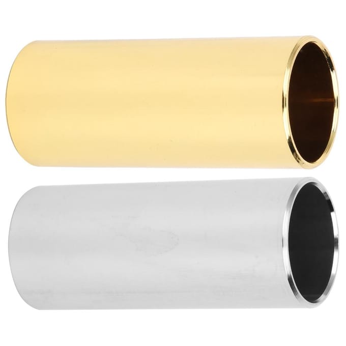 2 Pièces Acier Inoxydable Barre Slide Guitare Basse Accessoire de Remplacement Argenté Doré 6cm beige