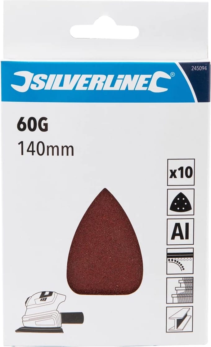 Silverline Delta schuurvellen - klittenband - 140 mm - korrel 60 - 10 stuks