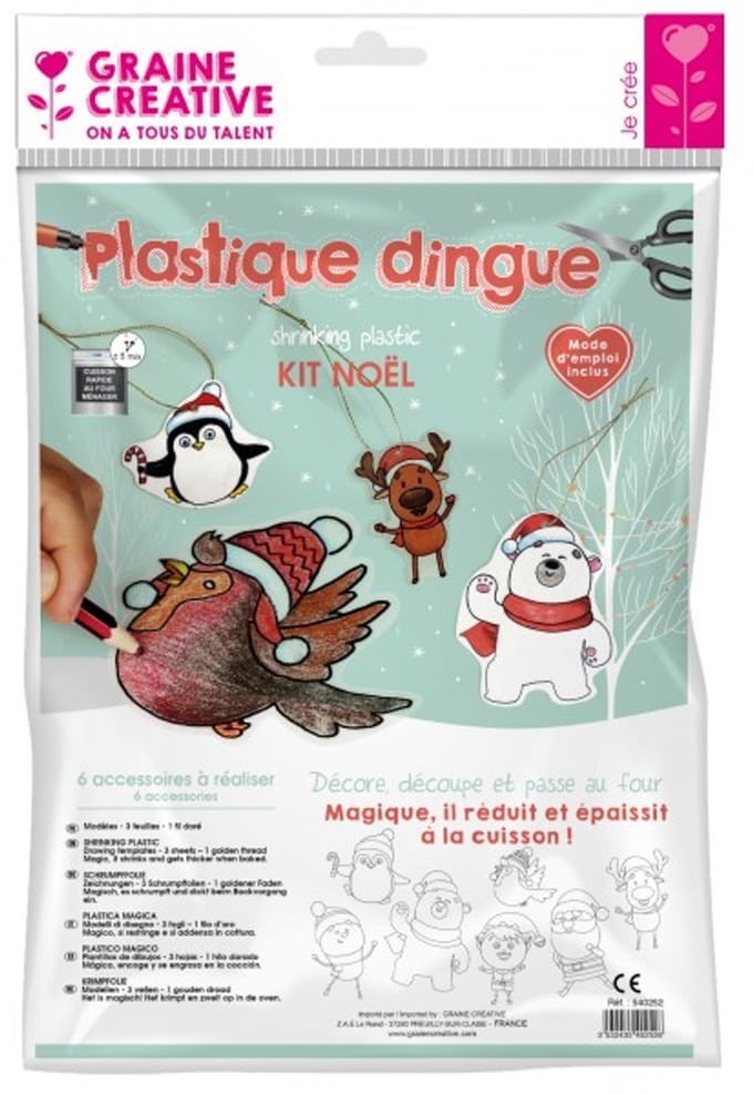 Graine Creative knutselset krimpfolie kerstornamenten 7 stuks A4.