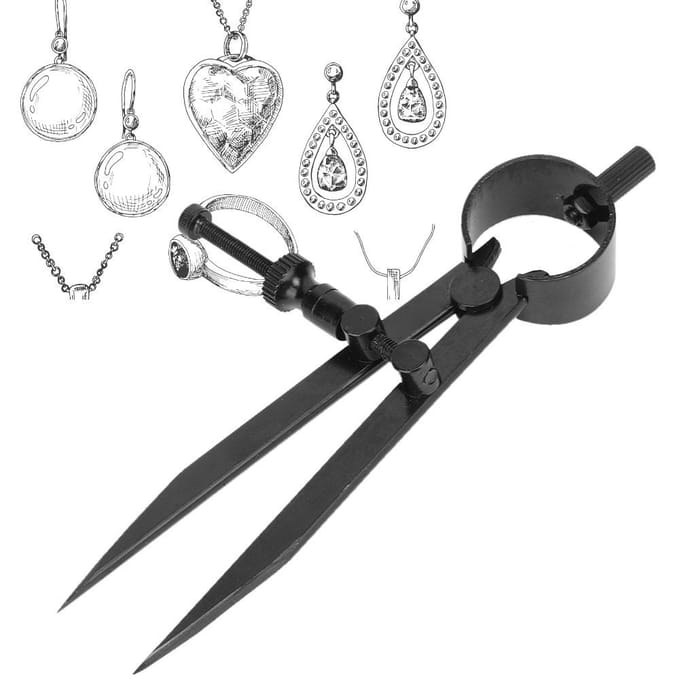 Fijne Punt Passer Sieraden Markeringstool Vierkante Taps toelopende Benen Graveerhulpmiddelen Sieraden Reparatie(S) Small black
