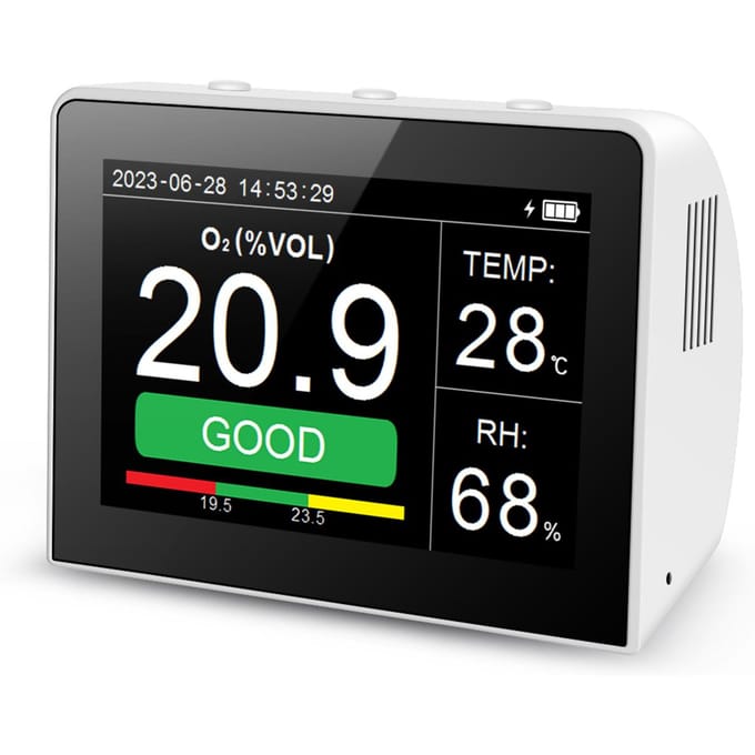 Desktop O2RHTemp. 3in1 multifunctionele luchtkwaliteitsdetector temperatuur-vochtigheidsmonitor wit