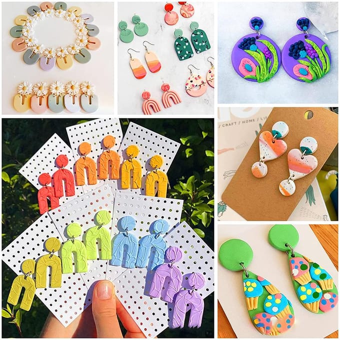 Polymeerklei Uitstekers DIY Klei Uitstekers Vormen voor Polymeer Sieraden Maken met Oorbelkaarten Haken gray