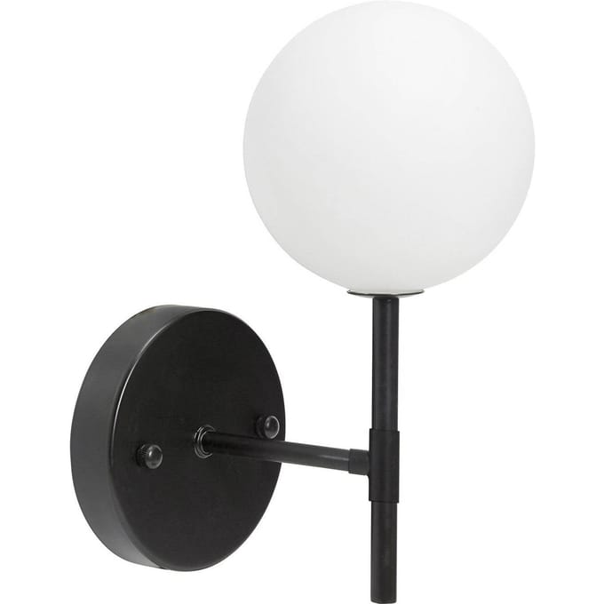 PR Home Sigma S wandlamp, zwart/opaal, 1-lamp 25 cm glas